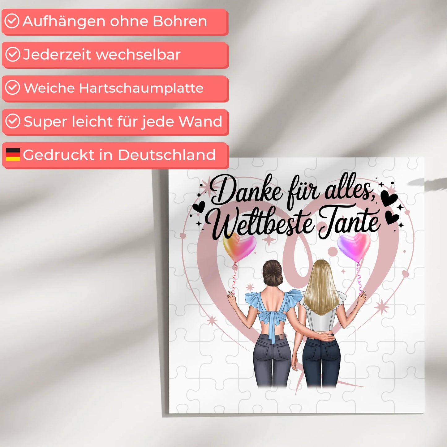 Magnetposter Tante - Beste Nichte danke für alles, 2 Frauen Clipart, Namen & Spruch