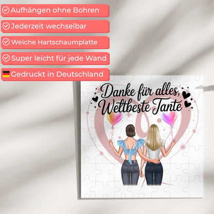 Magnetposter Tante - Beste Nichte danke für alles, 2 Frauen Clipart, Namen & Spruch