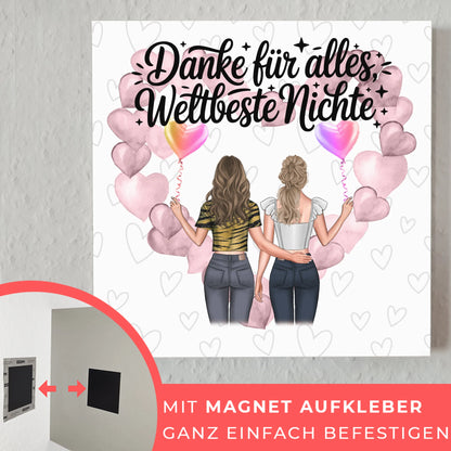 Magnetisches Fotoboard Beste Nichte danke für alles mit 2 Clipart Frauen, Namen & Spruch