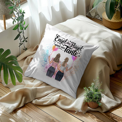 Beste Tante Der Welt Kissen personalisiert mit 2 Clipart Frauen Namen & Wunschtext