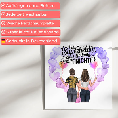 Magnet Wandbild Nichte - Lehrerin echte Heldin 2 Frauen-Cliparts, Namen & Spruch
