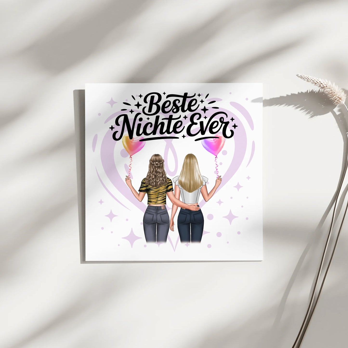 Fotoboard Magnet Wandbild Nichte personalisiert mit 2 Clipart Frauen, Namen und Wunschtext