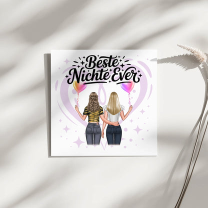 Fotoboard Magnet Wandbild Nichte personalisiert mit 2 Clipart Frauen, Namen und Wunschtext