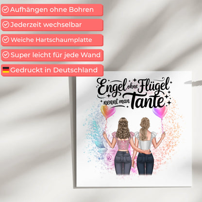 Fotoboard Magnet Wandbild personalisiert 2 Frauen, Namen & Spruch Bruder ist ein Engel