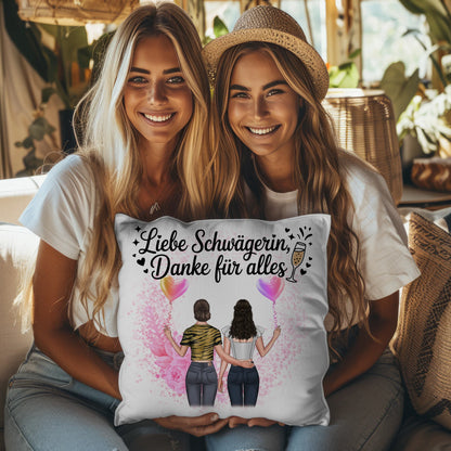 Kissen Mit Namen Schwägerin Danke liebe Schwägerin mit 2 Clipart Frauen & Wunschtext