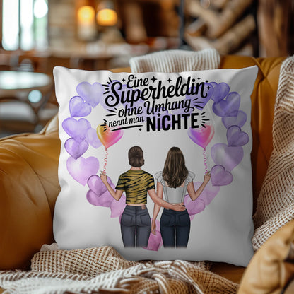 Namen Kissen Nichte Lehrerin echte Heldin mit 2 Clipart-Frauen