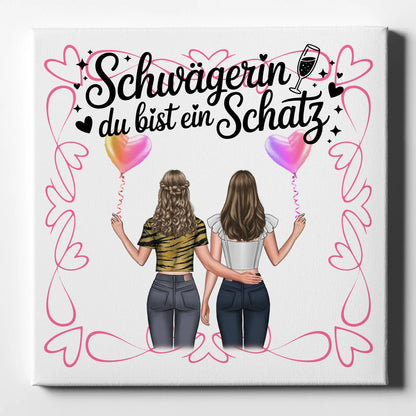 Leinwand Collagen Erstellen Schwägerin mit 2 Clipart Frauen Namen & Wunschtext
