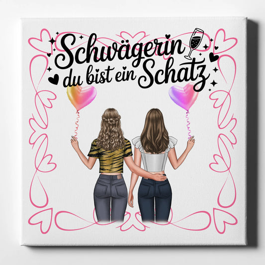Leinwand Collagen Erstellen Schwägerin mit 2 Clipart Frauen Namen & Wunschtext