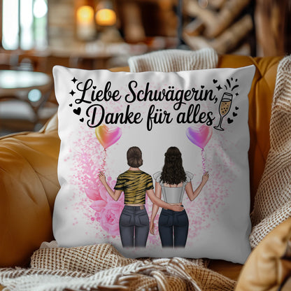 Kissen Mit Namen Schwägerin Danke liebe Schwägerin mit 2 Clipart Frauen & Wunschtext
