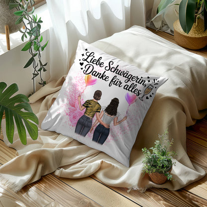 Kissen Mit Namen Schwägerin Danke liebe Schwägerin mit 2 Clipart Frauen & Wunschtext