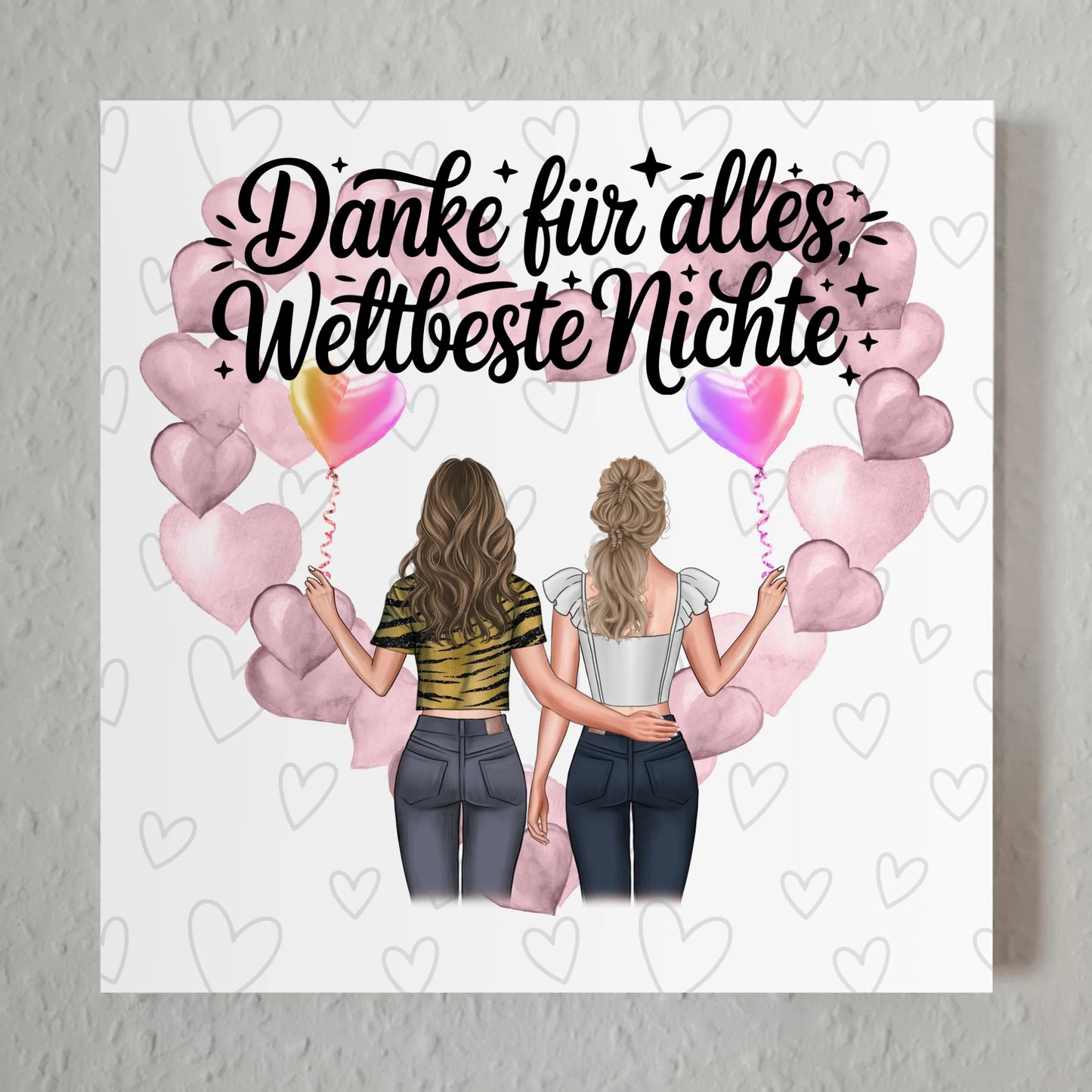 Magnetisches Fotoboard Beste Nichte danke für alles mit 2 Clipart Frauen, Namen & Spruch