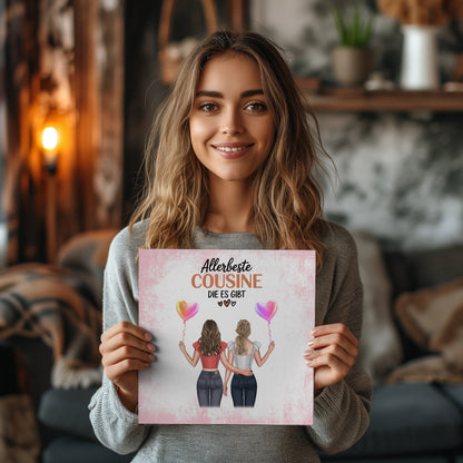 Magnetposter Fotoboard Allerbeste Cousine 2 Clipart Frauen, Namen & Wunschtext
