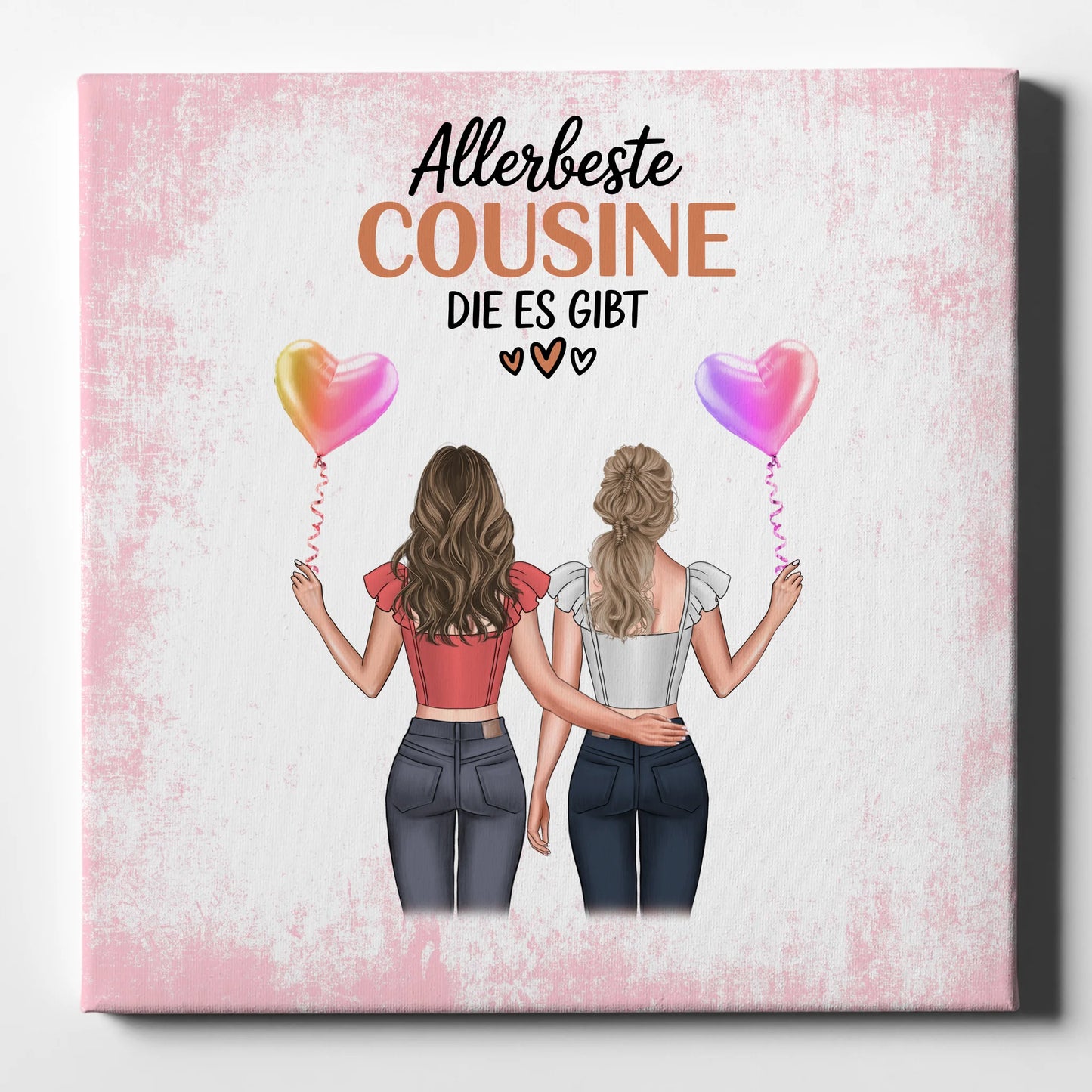 Leinwand Personalisiert Allerbeste Cousine 2 Clipart Frauen, Namen & Wunschtext