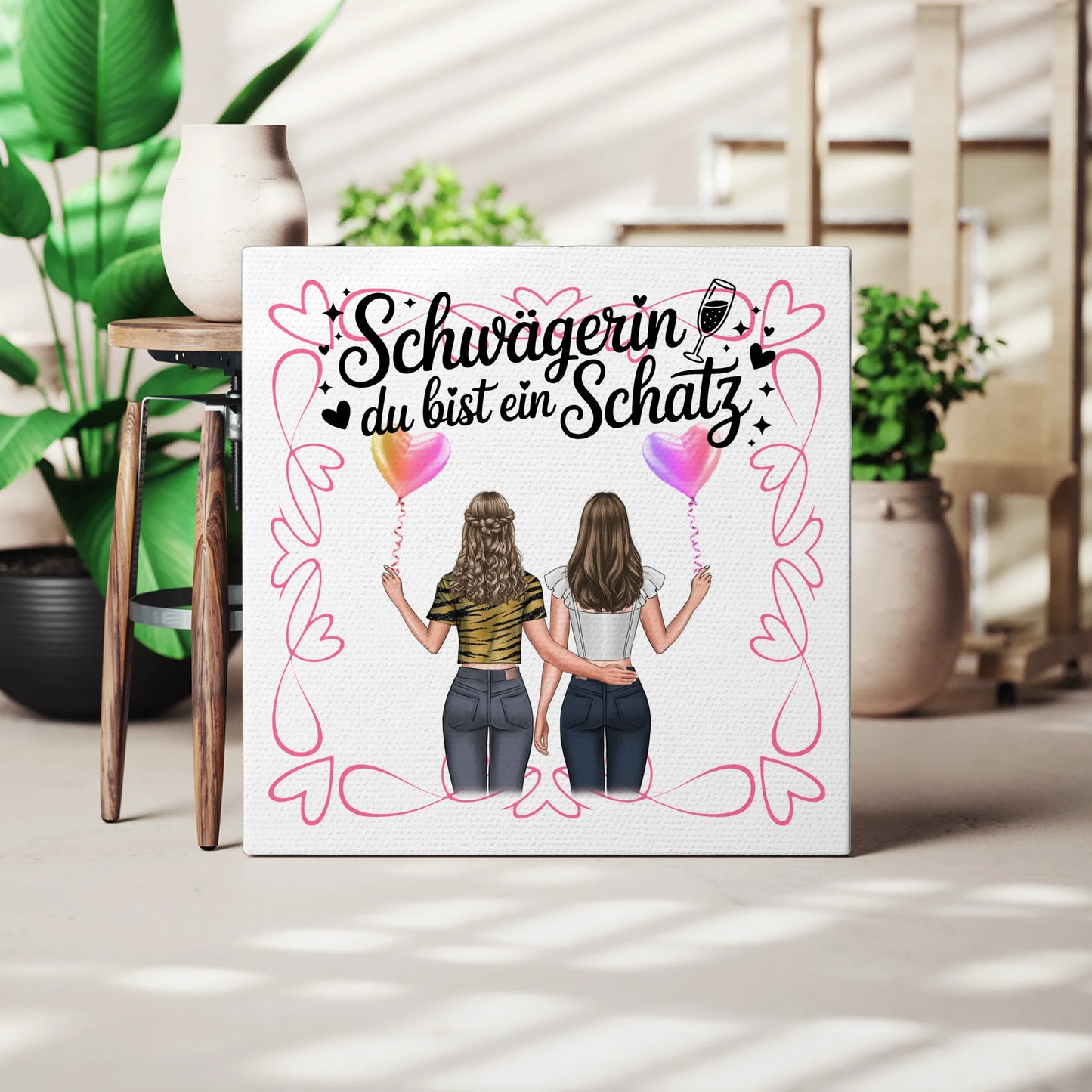 Leinwand Collagen Erstellen Schwägerin mit 2 Clipart Frauen Namen & Wunschtext