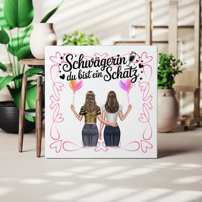 Leinwand Collagen Erstellen Schwägerin mit 2 Clipart Frauen Namen & Wunschtext