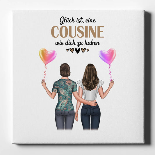 Leinwand Wandbild Fotocollage Cousine mit Namen & Wunschtext