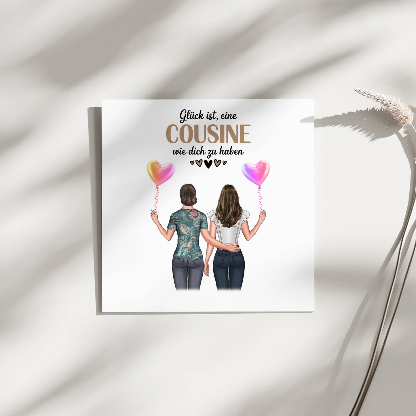 Magnet Wandbild personalisierbar für Cousine mit Cliparts und Spruch