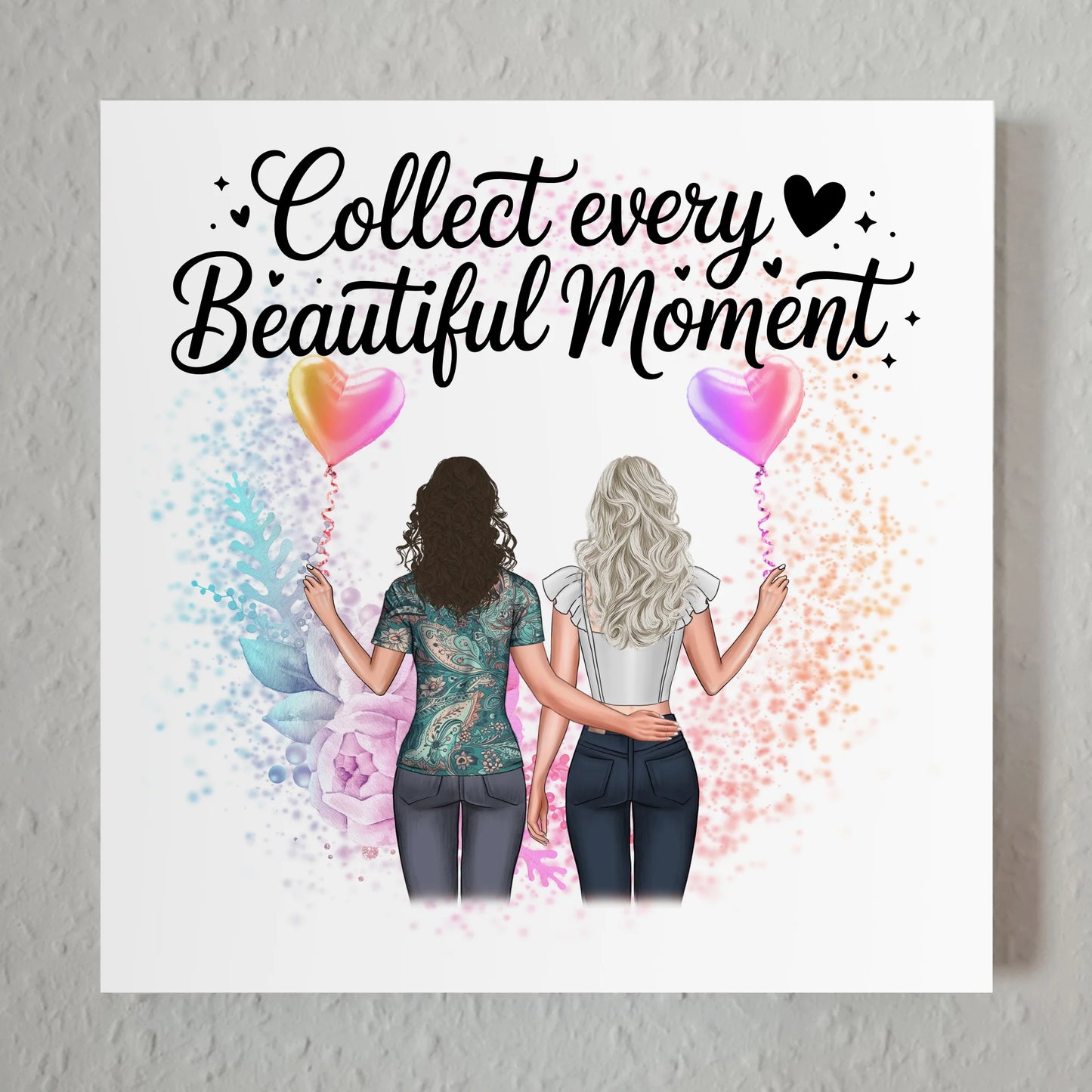 Fotoboard Poster Magnetisch personalisiert mit 2 Clipart Frauen, Namen & Wunschtext