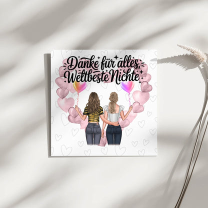 Magnetisches Fotoboard Beste Nichte danke für alles mit 2 Clipart Frauen, Namen & Spruch