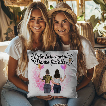 Kissen Mit Namen Schwägerin Danke liebe Schwägerin mit 2 Clipart Frauen & Wunschtext