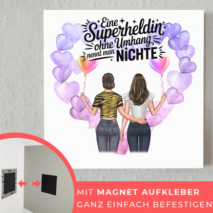 Magnet Wandbild Nichte - Lehrerin echte Heldin 2 Frauen-Cliparts, Namen & Spruch