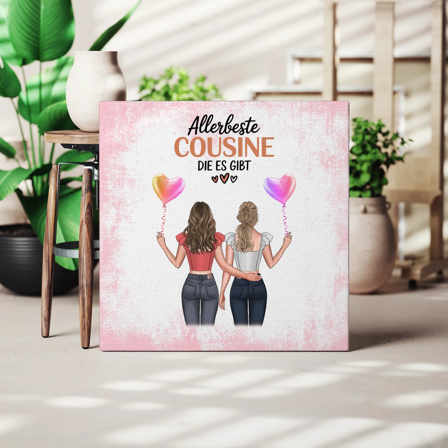 Leinwand Personalisiert Allerbeste Cousine 2 Clipart Frauen, Namen & Wunschtext