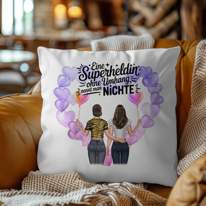 Namen Kissen Nichte Lehrerin echte Heldin mit 2 Clipart-Frauen