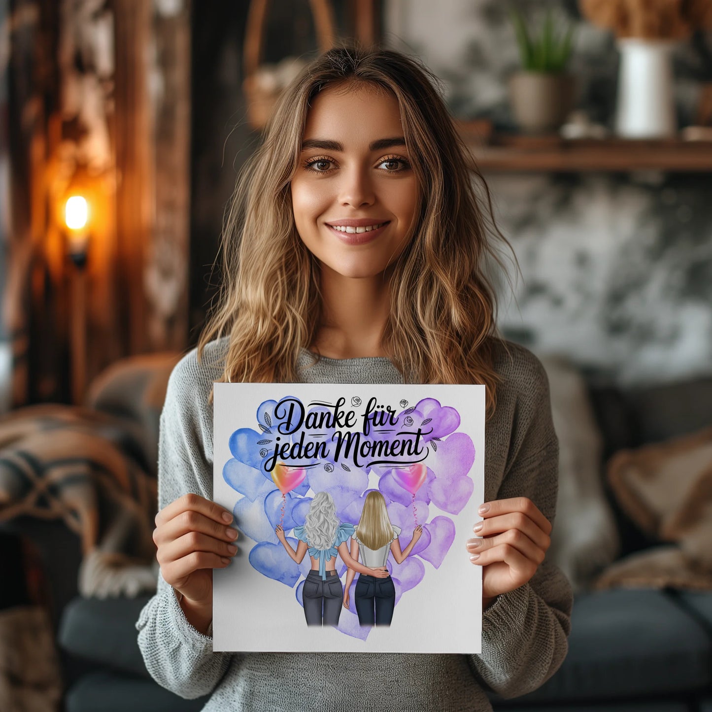 Magnetposter Cousine Danke für jeden Moment personalisierbar mit Namen und Wunschtext