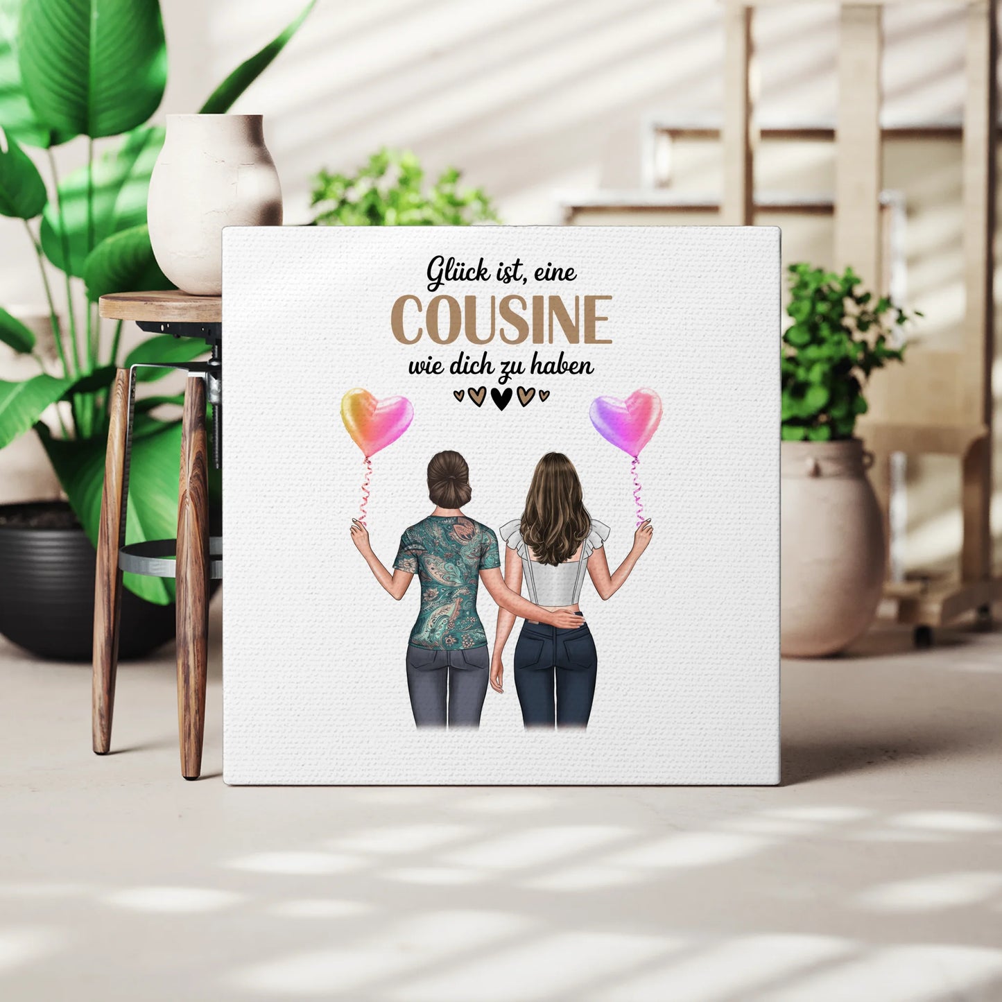 Leinwand Wandbild Fotocollage Cousine mit Namen & Wunschtext