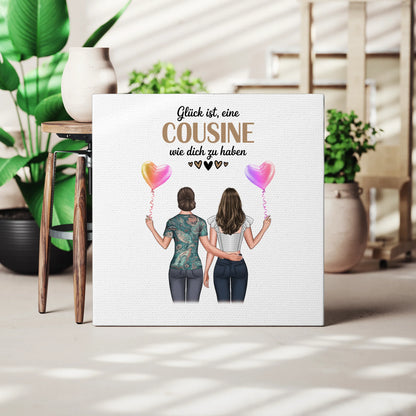 Leinwand Wandbild Fotocollage Cousine mit Namen & Wunschtext
