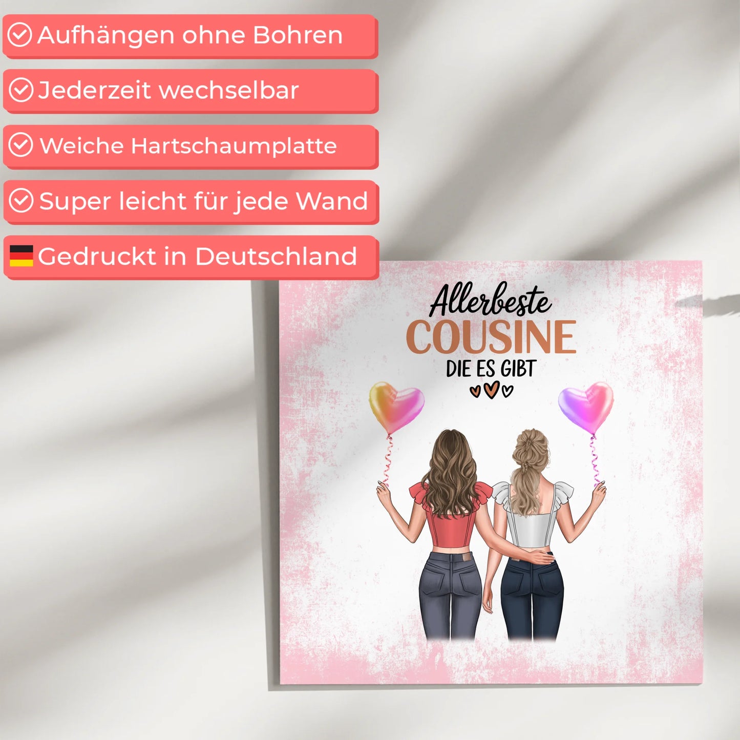 Magnetposter Fotoboard Allerbeste Cousine 2 Clipart Frauen, Namen & Wunschtext