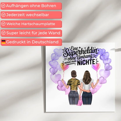 Magnet Wandbild Nichte - Lehrerin echte Heldin 2 Frauen-Cliparts, Namen & Spruch