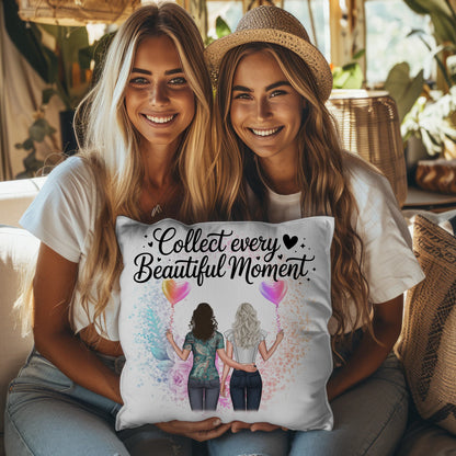 Kissen Mit Namen für Cousine Collect Every Beautiful Moment mit 2 Clipart-Frauen