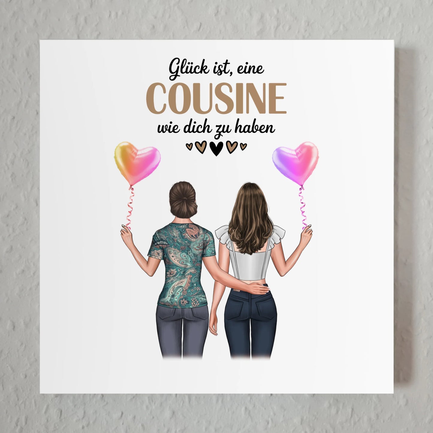 Magnet Wandbild personalisierbar für Cousine mit Cliparts und Spruch