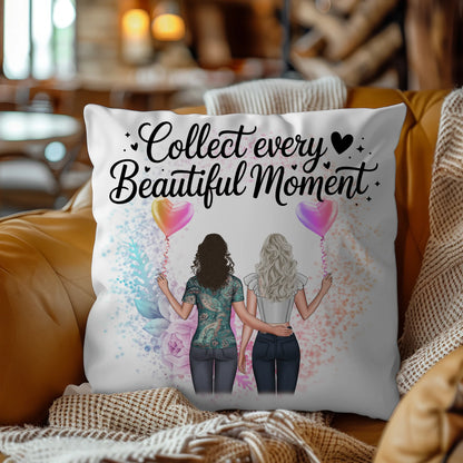 Kissen Mit Namen für Cousine Collect Every Beautiful Moment mit 2 Clipart-Frauen