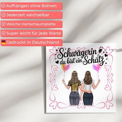 Magnet Poster Wandbild Fotocollage Schwägerin du bist ein Goldstück personalisierbar