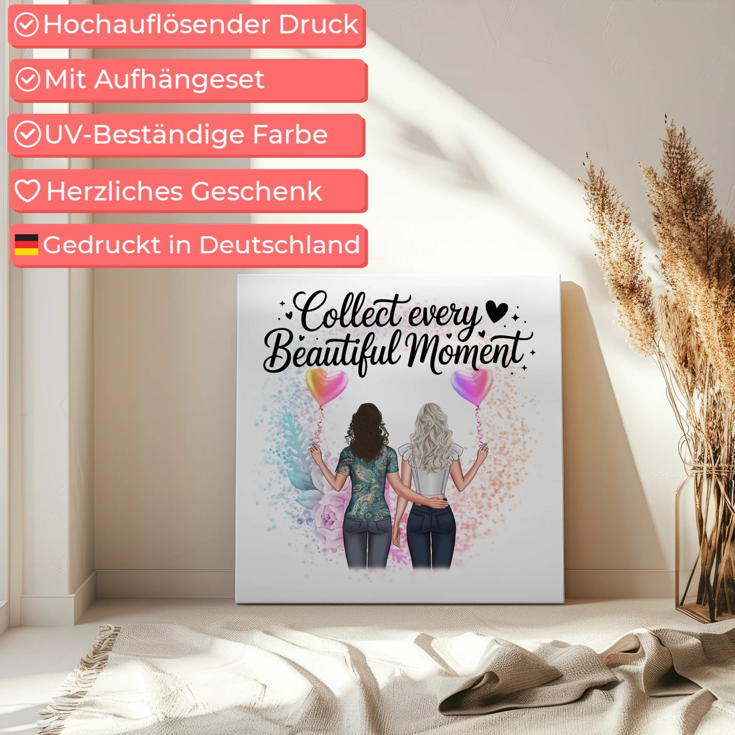 Personalisierte Leinwand Collect Every Beautiful Moment für Cousine mit 2 Clipart Frauen