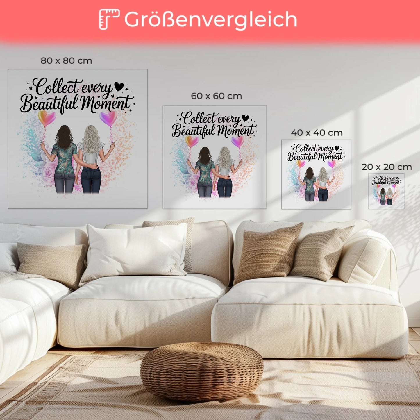 Personalisierte Leinwand Collect Every Beautiful Moment für Cousine mit 2 Clipart Frauen