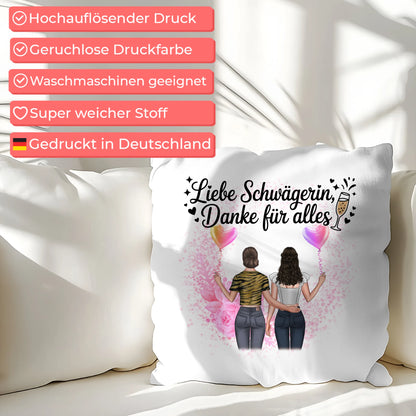 Kissen Mit Namen Schwägerin Danke liebe Schwägerin mit 2 Clipart Frauen & Wunschtext