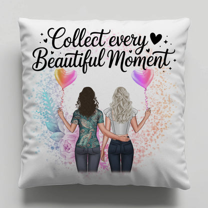 Kissen Mit Namen für Cousine Collect Every Beautiful Moment mit 2 Clipart-Frauen