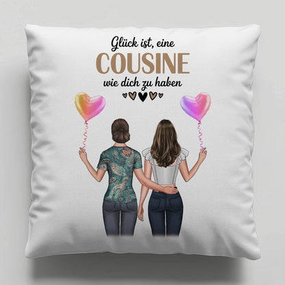 Namen Kissen für Cousine mit 2 Clipart Frauen und Wunschtext