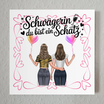 Magnet Poster Wandbild Fotocollage Schwägerin du bist ein Goldstück personalisierbar