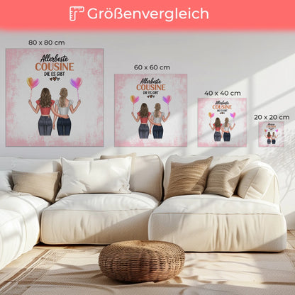 Leinwand Personalisiert Allerbeste Cousine 2 Clipart Frauen, Namen & Wunschtext
