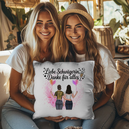 Kissen Mit Namen Schwägerin Danke liebe Schwägerin mit 2 Clipart Frauen & Wunschtext