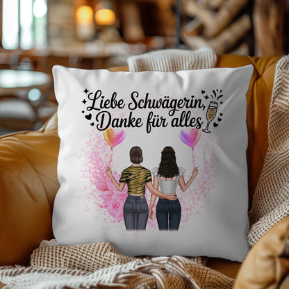 Kissen Mit Namen Schwägerin Danke liebe Schwägerin mit 2 Clipart Frauen & Wunschtext