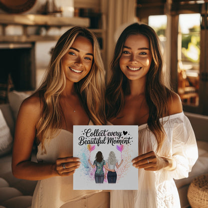 Fotoboard Poster Magnetisch personalisiert mit 2 Clipart Frauen, Namen & Wunschtext