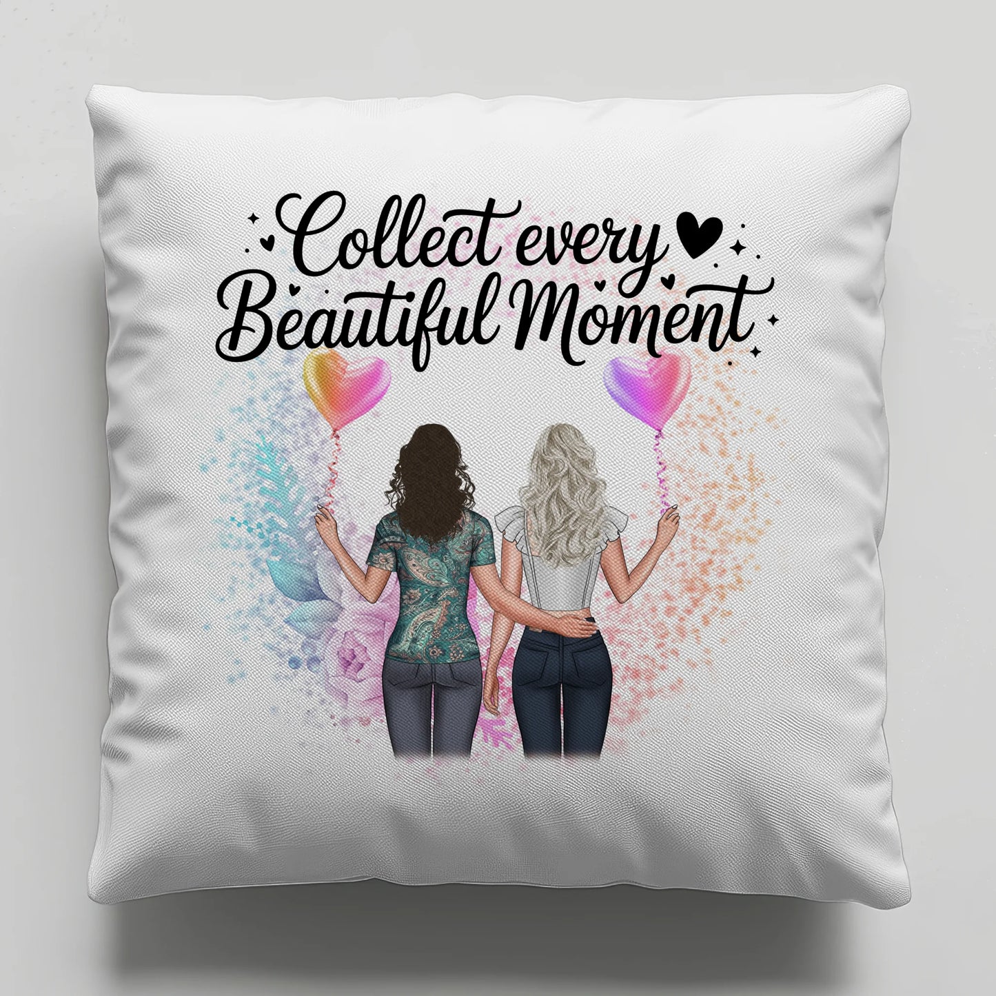 Kissen Mit Namen für Cousine Collect Every Beautiful Moment mit 2 Clipart-Frauen