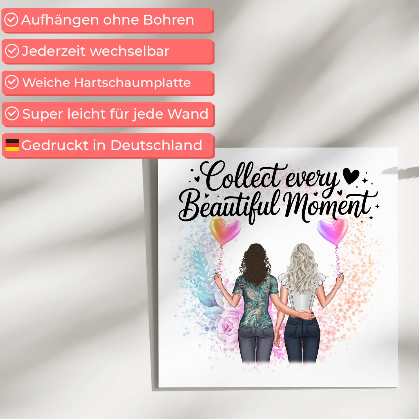 Fotoboard Poster Magnetisch personalisiert mit 2 Clipart Frauen, Namen & Wunschtext