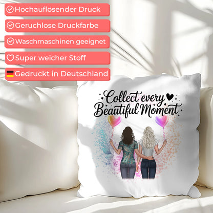Kissen Mit Namen für Cousine Collect Every Beautiful Moment mit 2 Clipart-Frauen