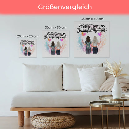 Fotoboard Poster Magnetisch personalisiert mit 2 Clipart Frauen, Namen & Wunschtext